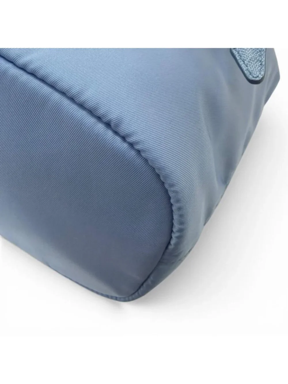 Prada Triangle Logo Re-Nylon Partial Leather Drawstring Bag Handbag Light Blue